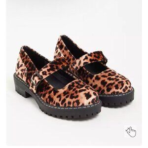 Torrid Mary Jane Shoes Womens 11 WW Leopard Print Black Brown Chunky Lug Sole